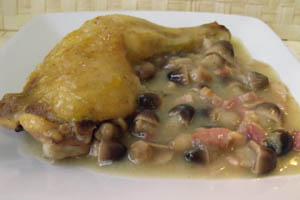 Pollo guisado con setas